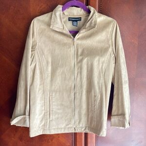 Norton McNaughton Tan Leather Zip-Front Suede Jacket
